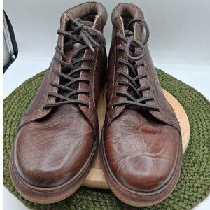 Arkbird Mens Brown Leather High-Top Oxfords US 11 With Rubber Sole & Textile Lin